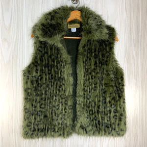 Painted Pony Faux Fur Vest Women's Size M Green Black Animal Print Made in USA